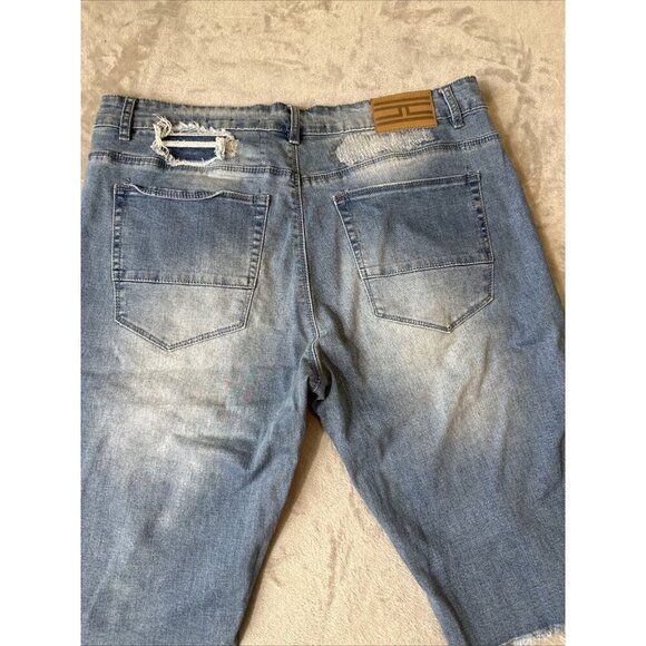 Men’s Jordan Craig Denim Shorts Distressed Medium Wash Raw Hem Size 36 - Picture 15 of 16